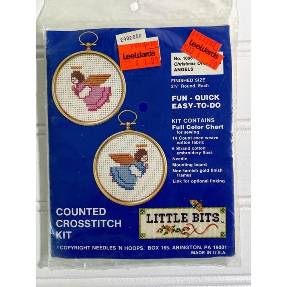 Little Bits Counted Cross Stitch Angels Christmas Ornaments Frames #1006 Vintage